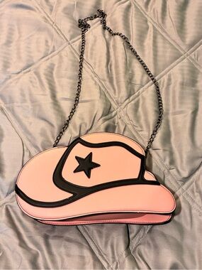 Pink Cowboy Hat Crossbody Bag with Star Accent